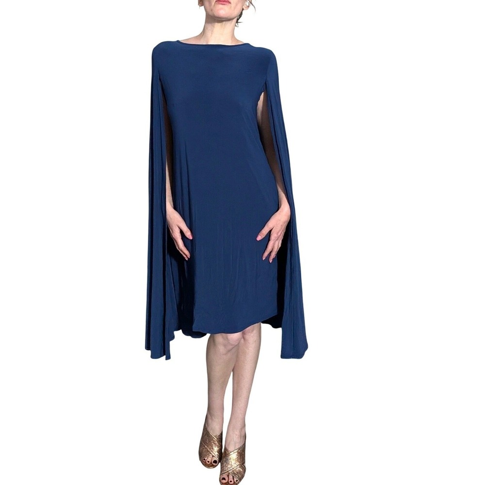 Unique Antthony Original Blue Cape Dress Statement Date Night Size XS‎ NWT